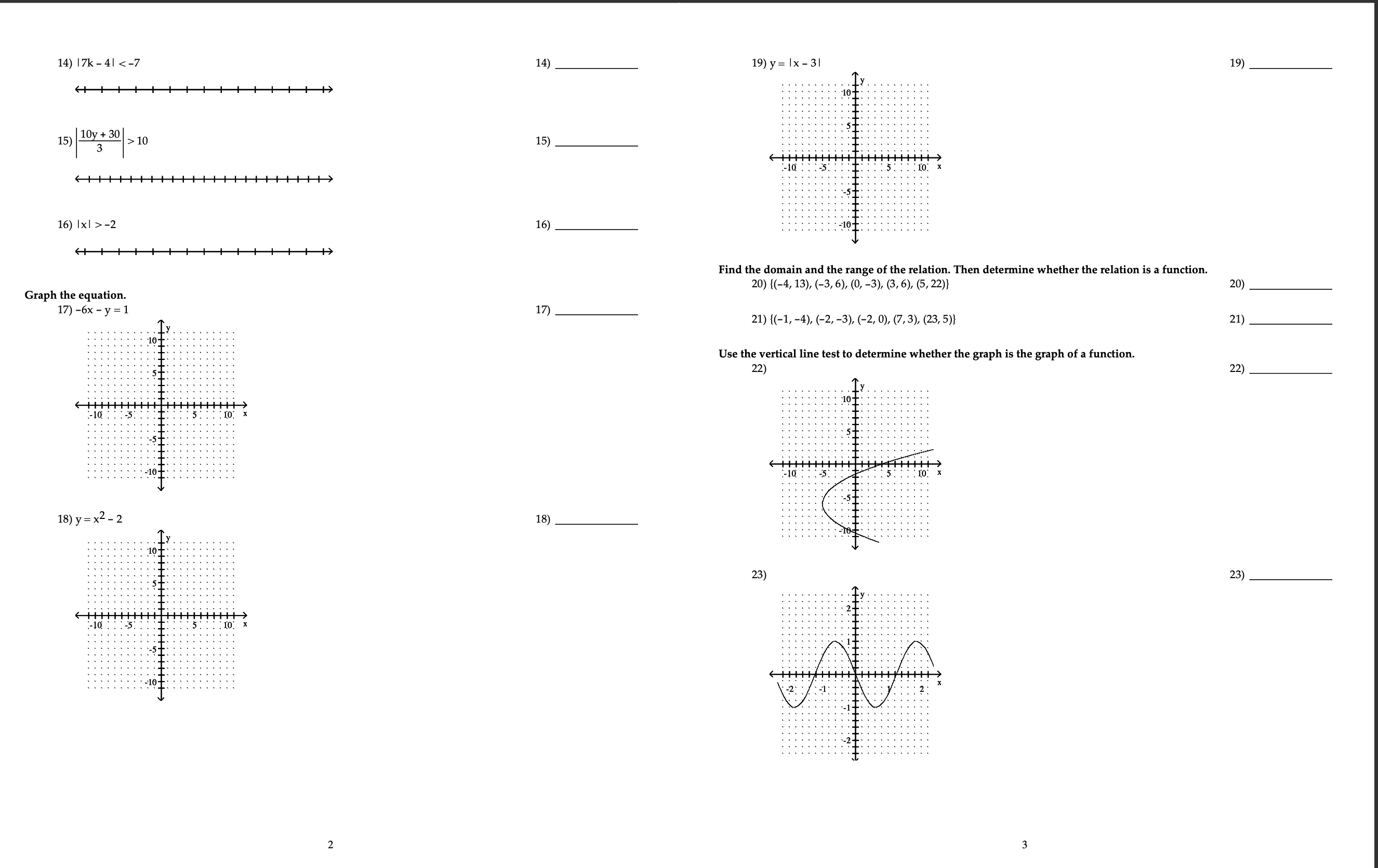 MUST SHOW CALCULATIONS: 14) 17k - 41 -2 16) -+