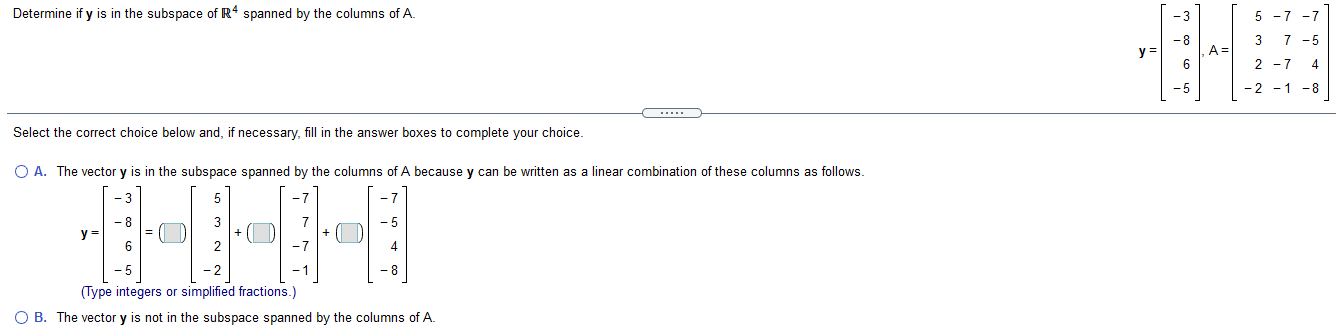 Determine if}! lS ll'l the subspace of R4
