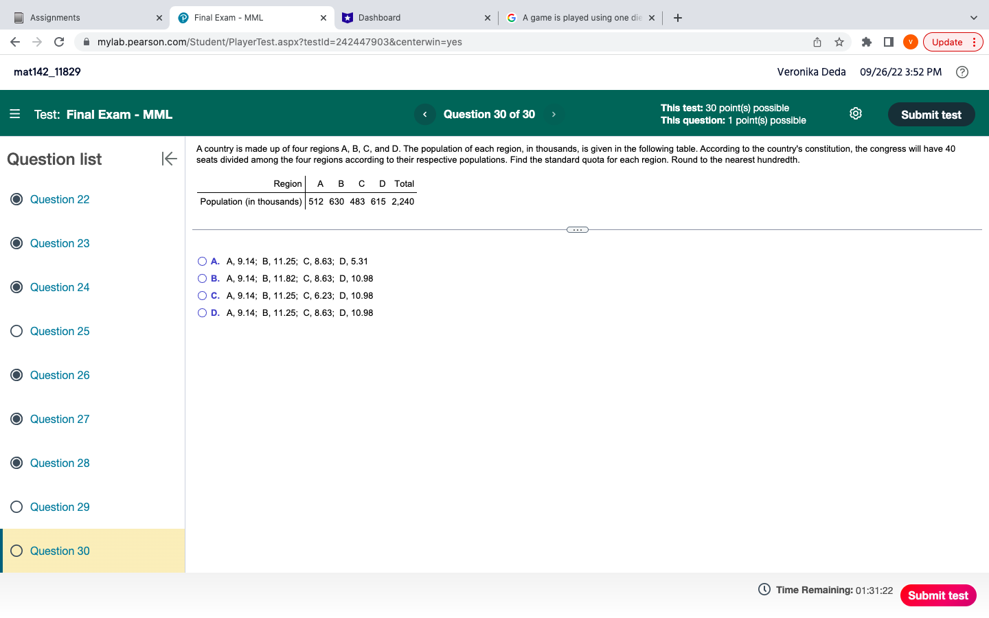 Assignments X Final Exam - MML X Dashboard x G A