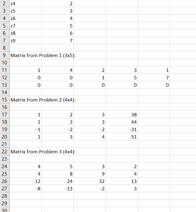 Problem 1: Consider the (3 *J)- matrix over IR