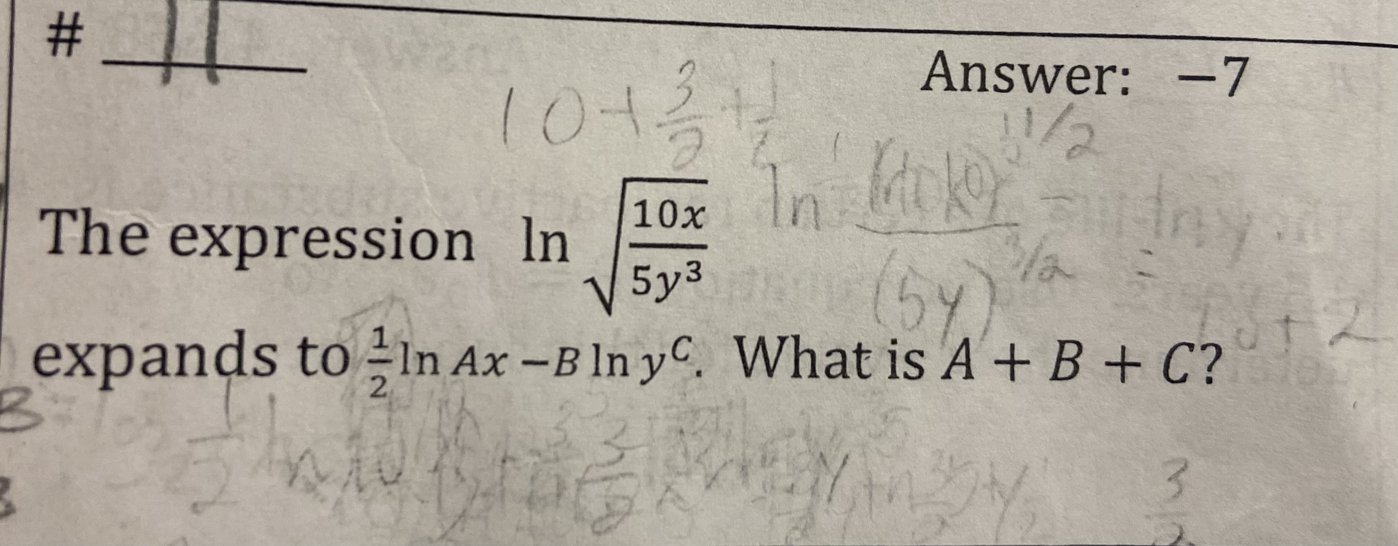 # Answer: -7 10+3 2 10x In like The expression In