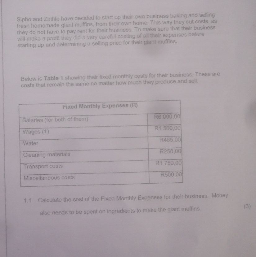 Calculate the cost of the fixed monthly expenses