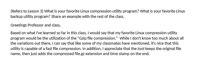(Refers to Lesson 3) What is your favorite Linux