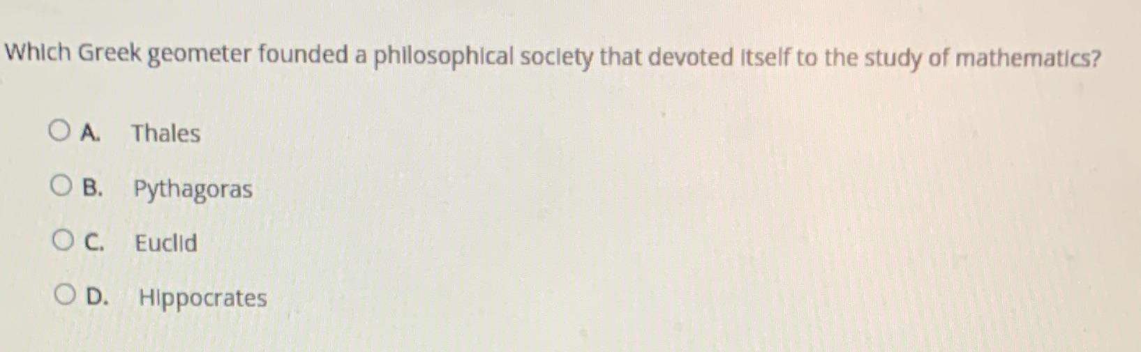 Which Greek geometer founded a philosophical