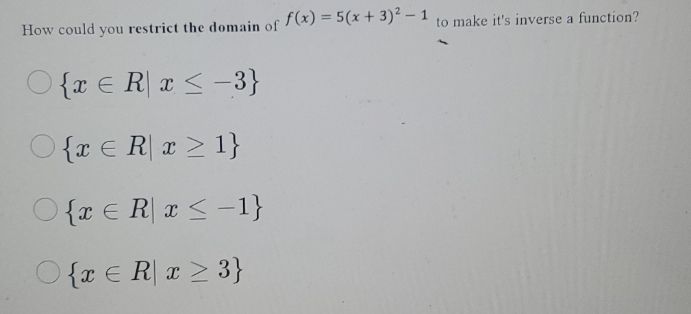 please show work How could you restrict the