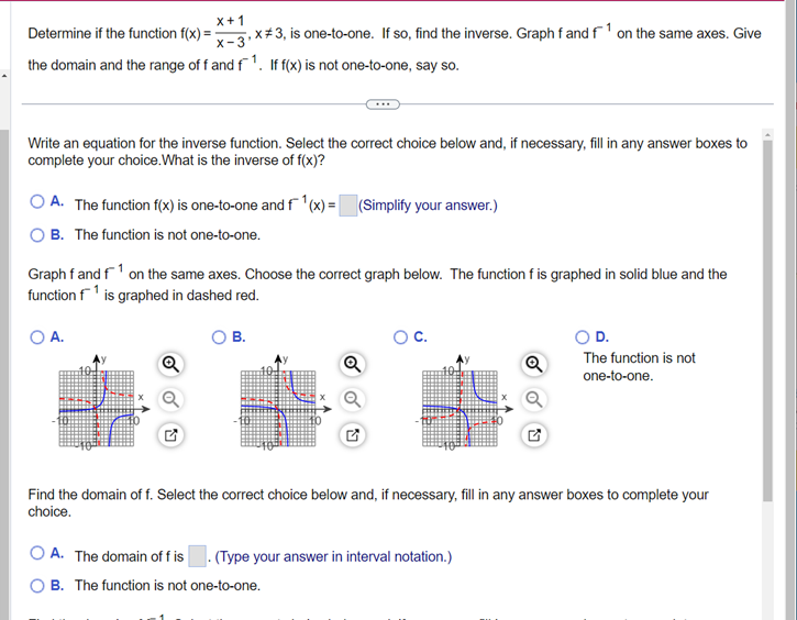 x + 1 Determine if the function f(x) = x-3 x#3,