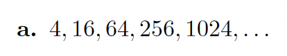 Geometric sequences: \fc. 4, -16, 64, -256, 1024,