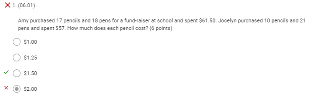 Choose the system of equations that matches the