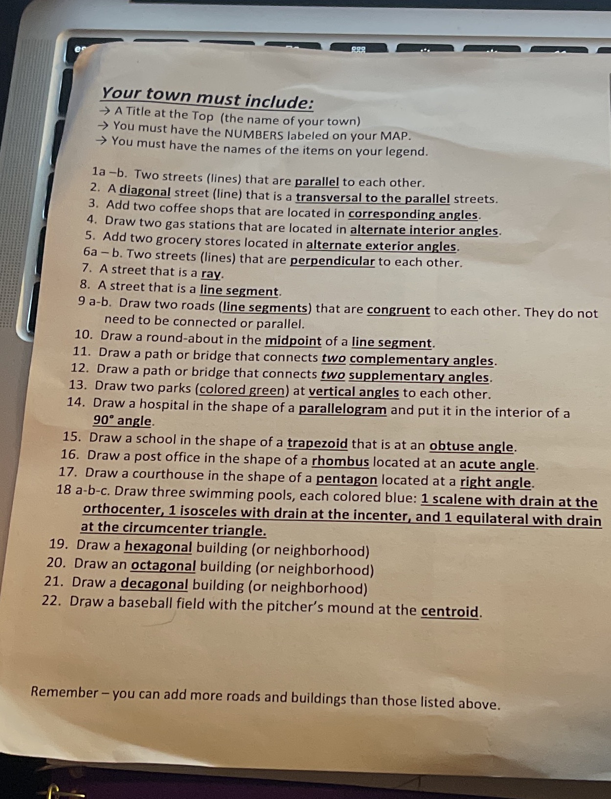 Quick geometry project need help with rough draft