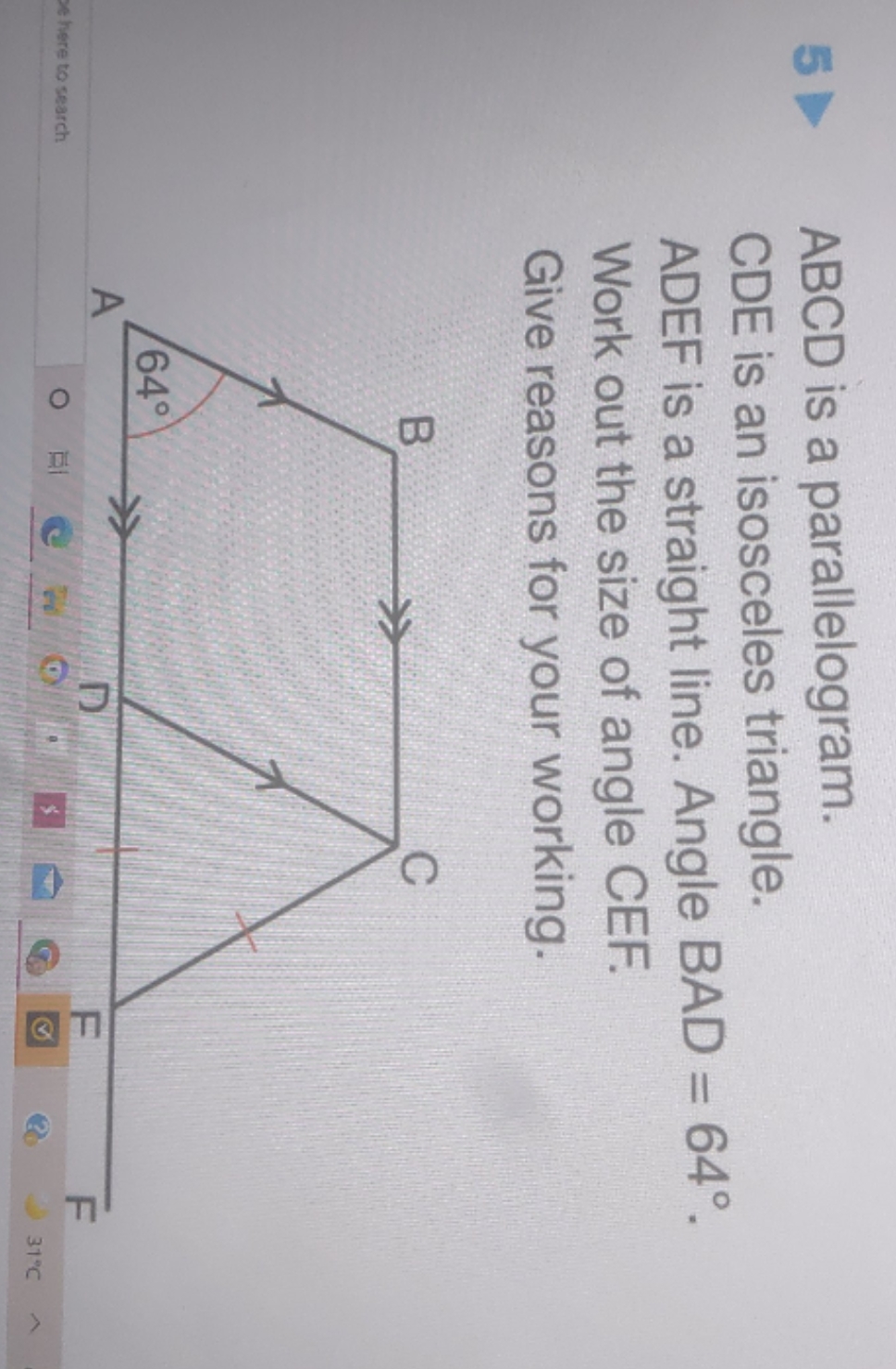 step by step 5 ABCD is a parallelogram. CDE is an