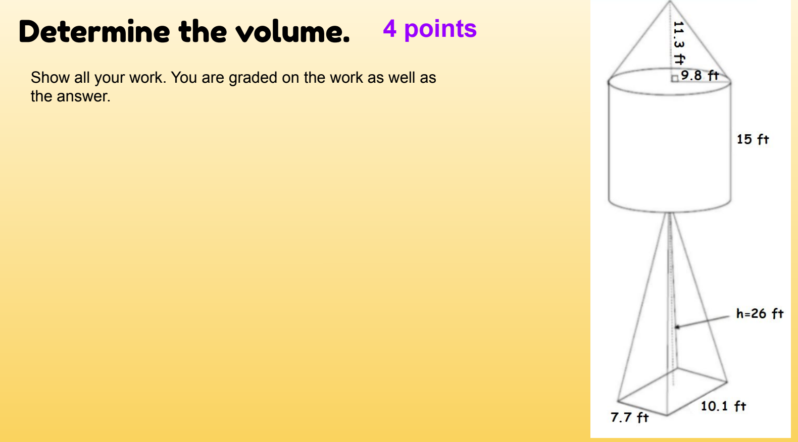 Please determine the volumes and show the