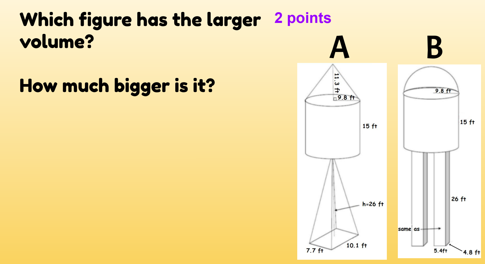 Please determine the volumes and show the