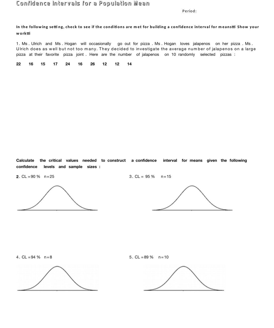 Confidence Intervals for a Population Mean