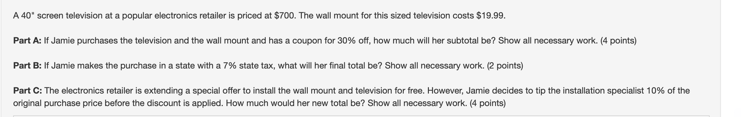 A 40" screen television at a popular electronics