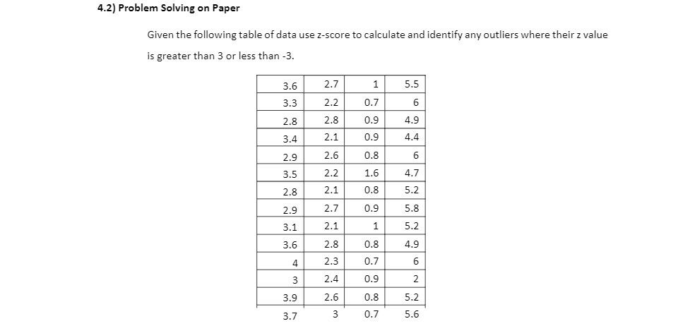 4.2] Problem Solving on Paper Given the following