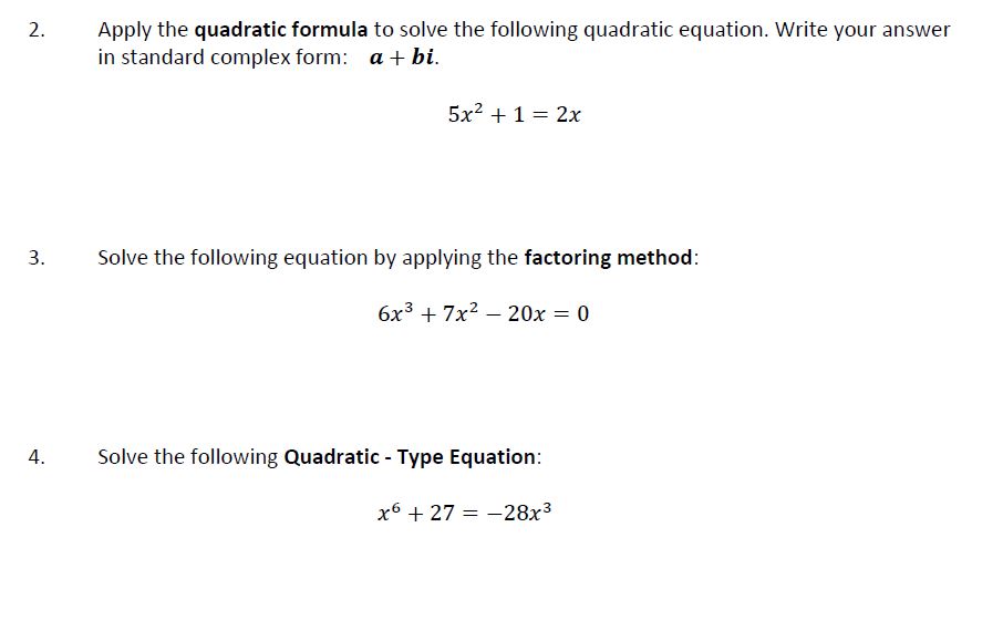 2. lpphgr the quadratic formula to solve the