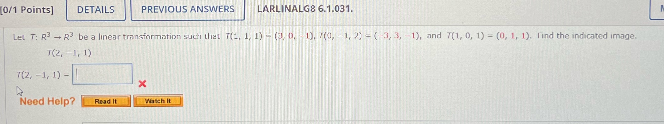 Please answer this question! [0/1 Points] DETAILS