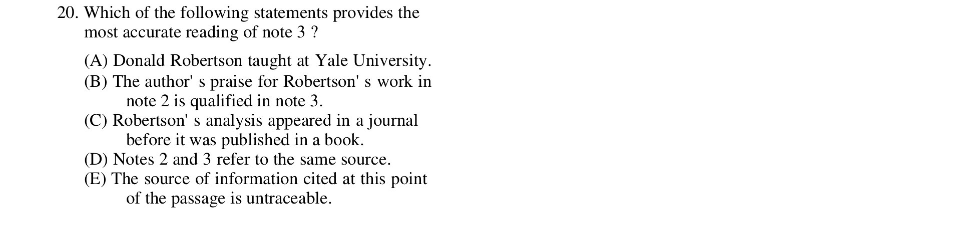 20. Which of the following statements provides