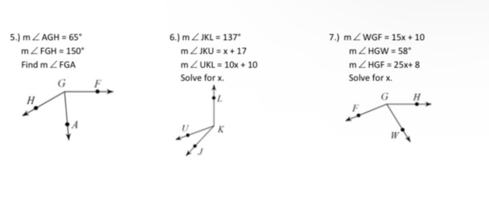 Please help, thank you! 5.) m ZAGH = 65 6.) m Z