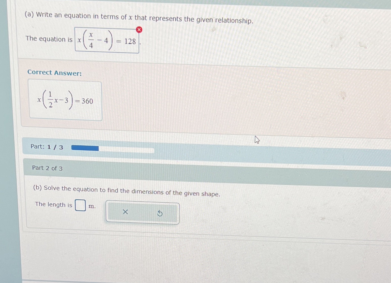 1 Part 2 please (a) Write an equation in terms of