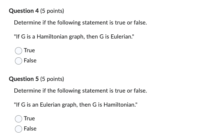 \fQuestion 4 (5 points} Determine if the