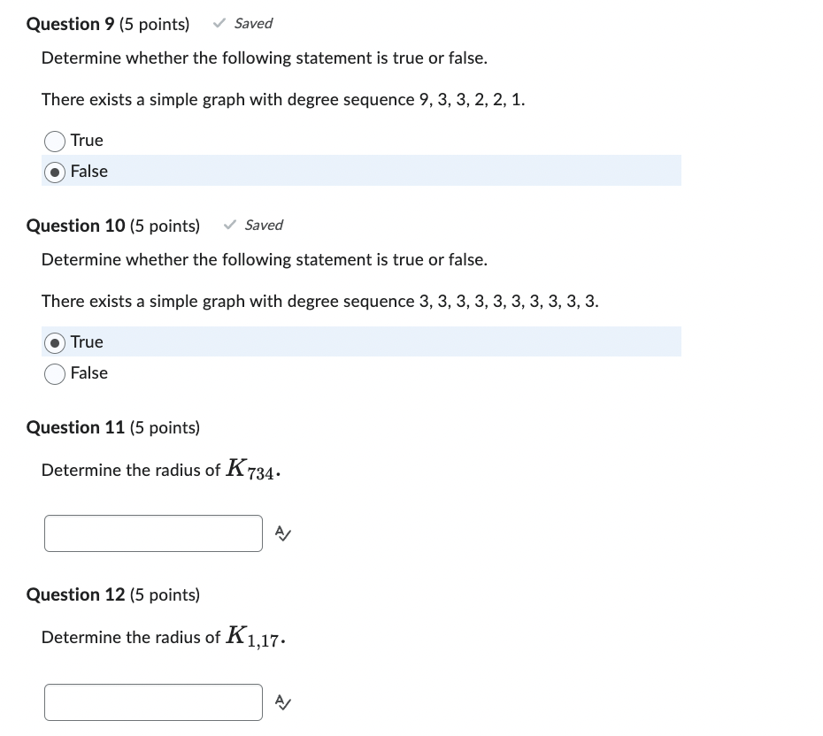 \fQuestion 4 (5 points} Determine if the