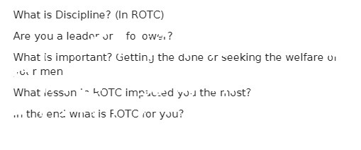 What is Discipline? (In ROTC) Are you a leader or