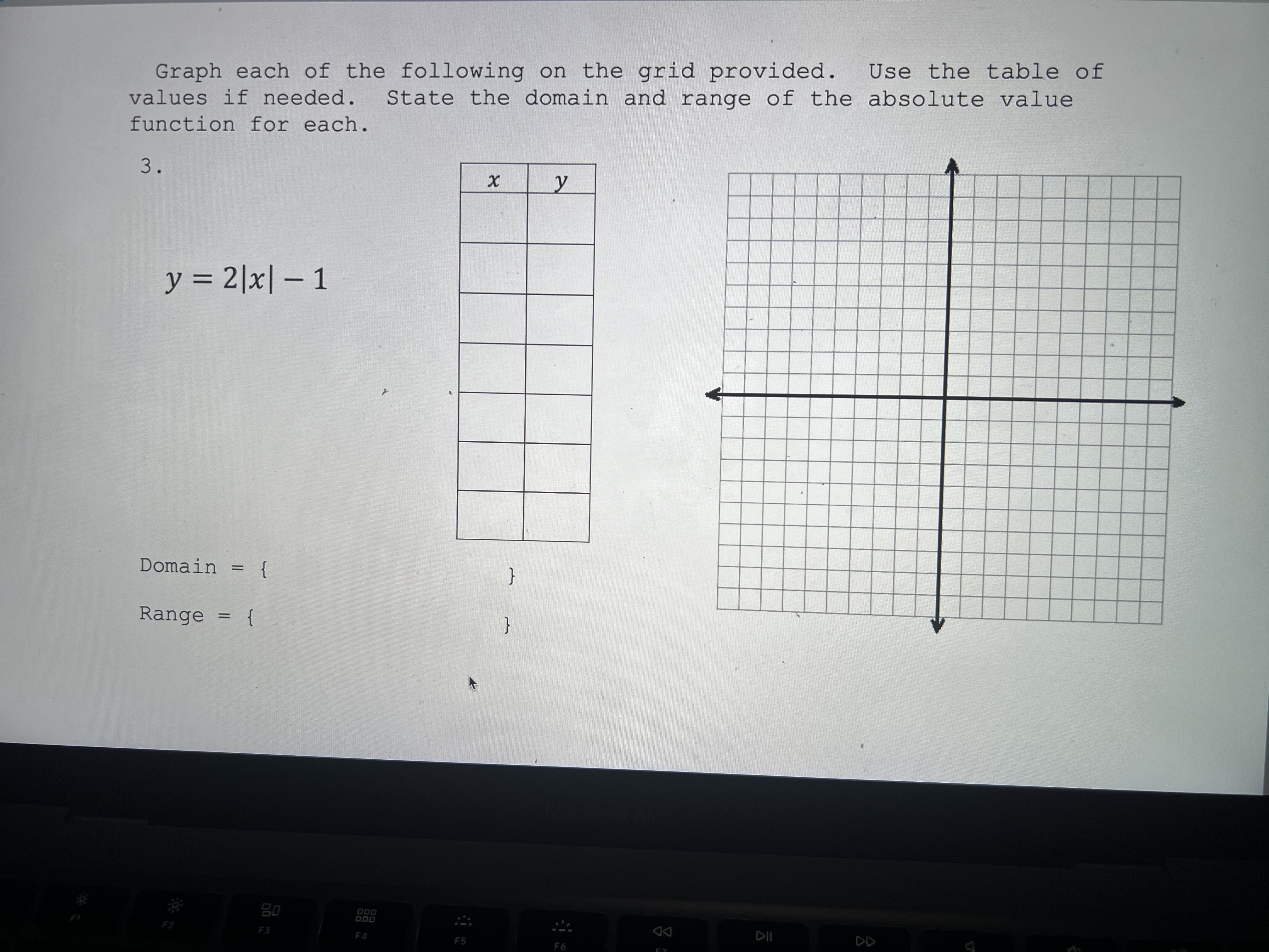 Graph each of the following on the grid provided.