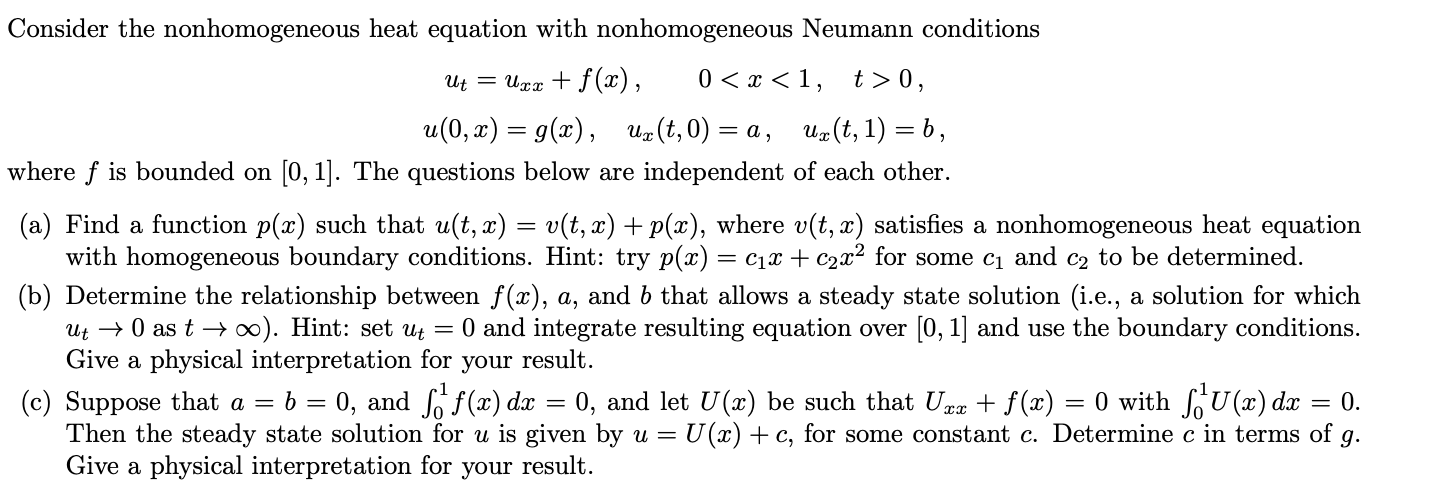 Consider the nonhornogeneous heat equation with