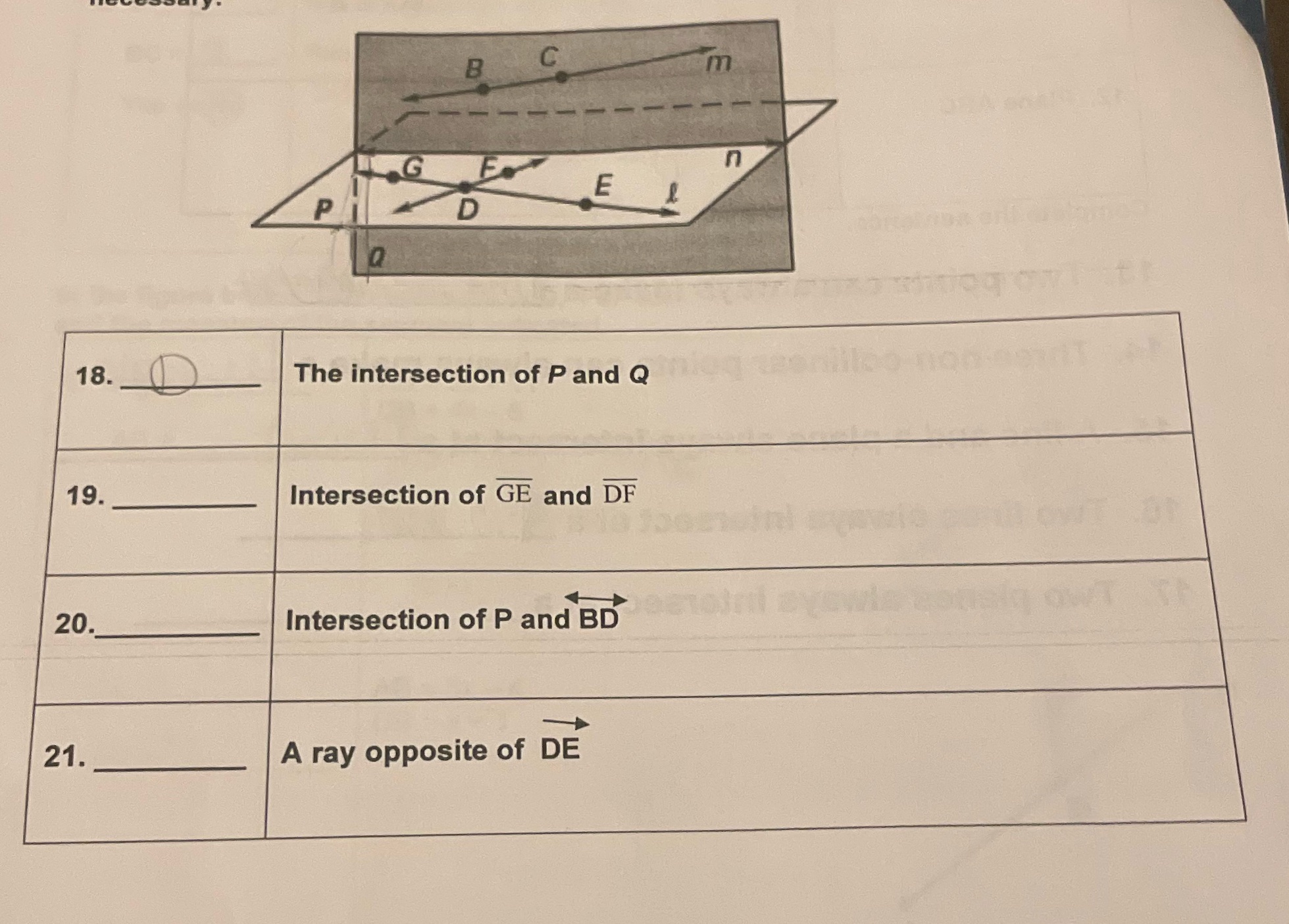 B C m G n E P D 18. The intersection of P and Q