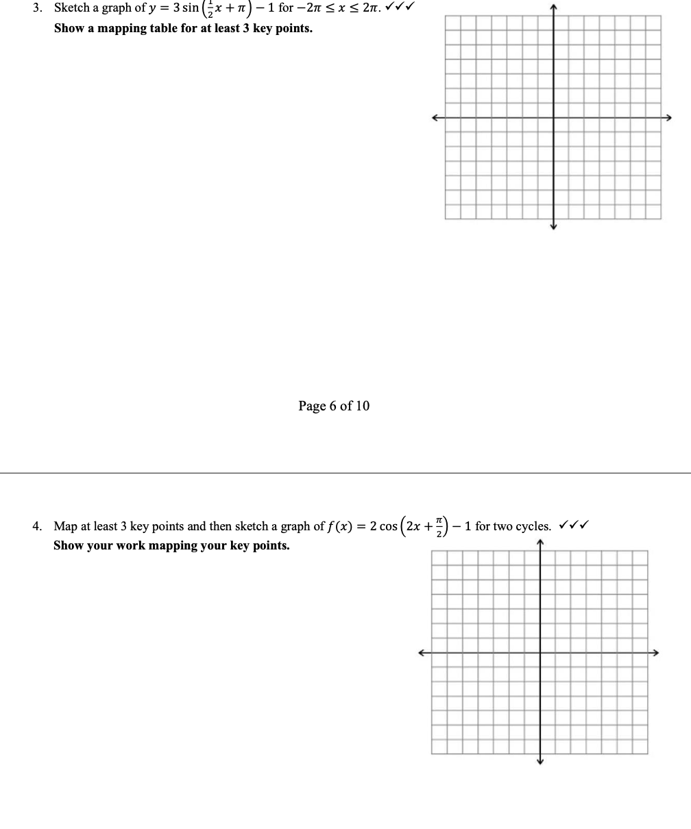 3. Sketch a graph of y = 3 sin (x + m ) - 1 for