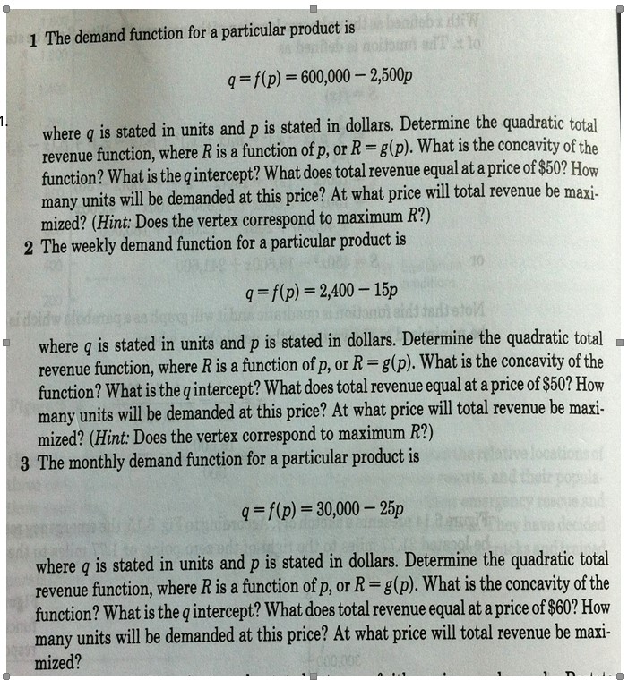 1 The demand function for a particular product is