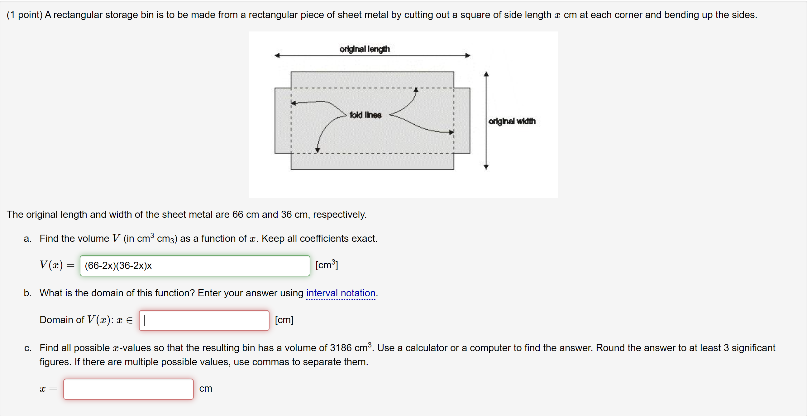 (1 point) A rectangular storage bin is to be made