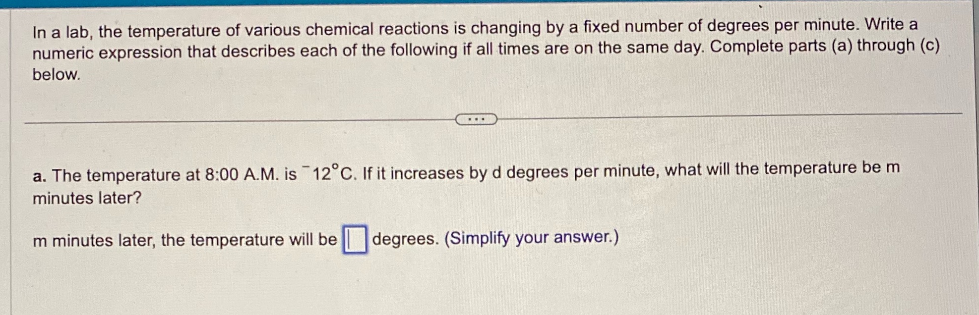 In a lab, the temperature of various chemical