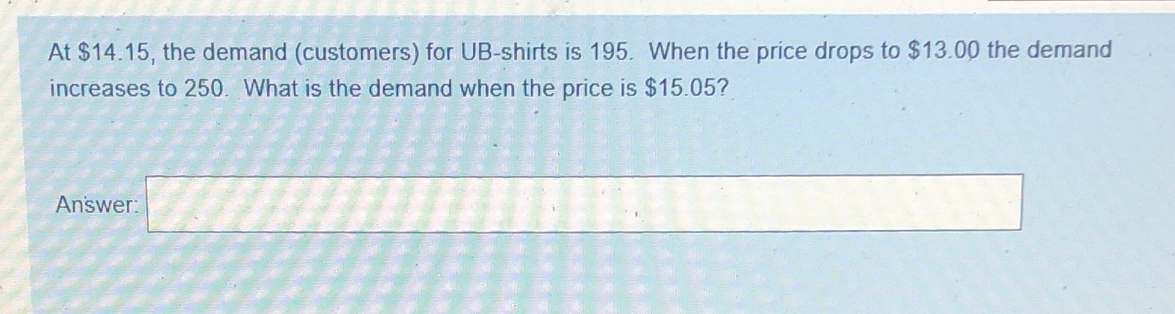 At $14.15, the demand (customers) for UB-shirts