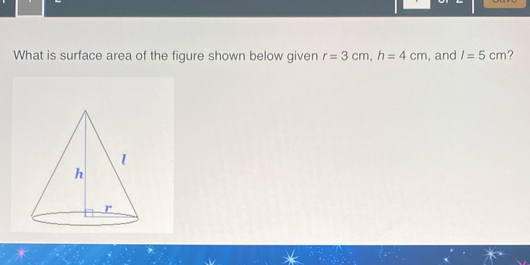 What is surface area of the figure shown below