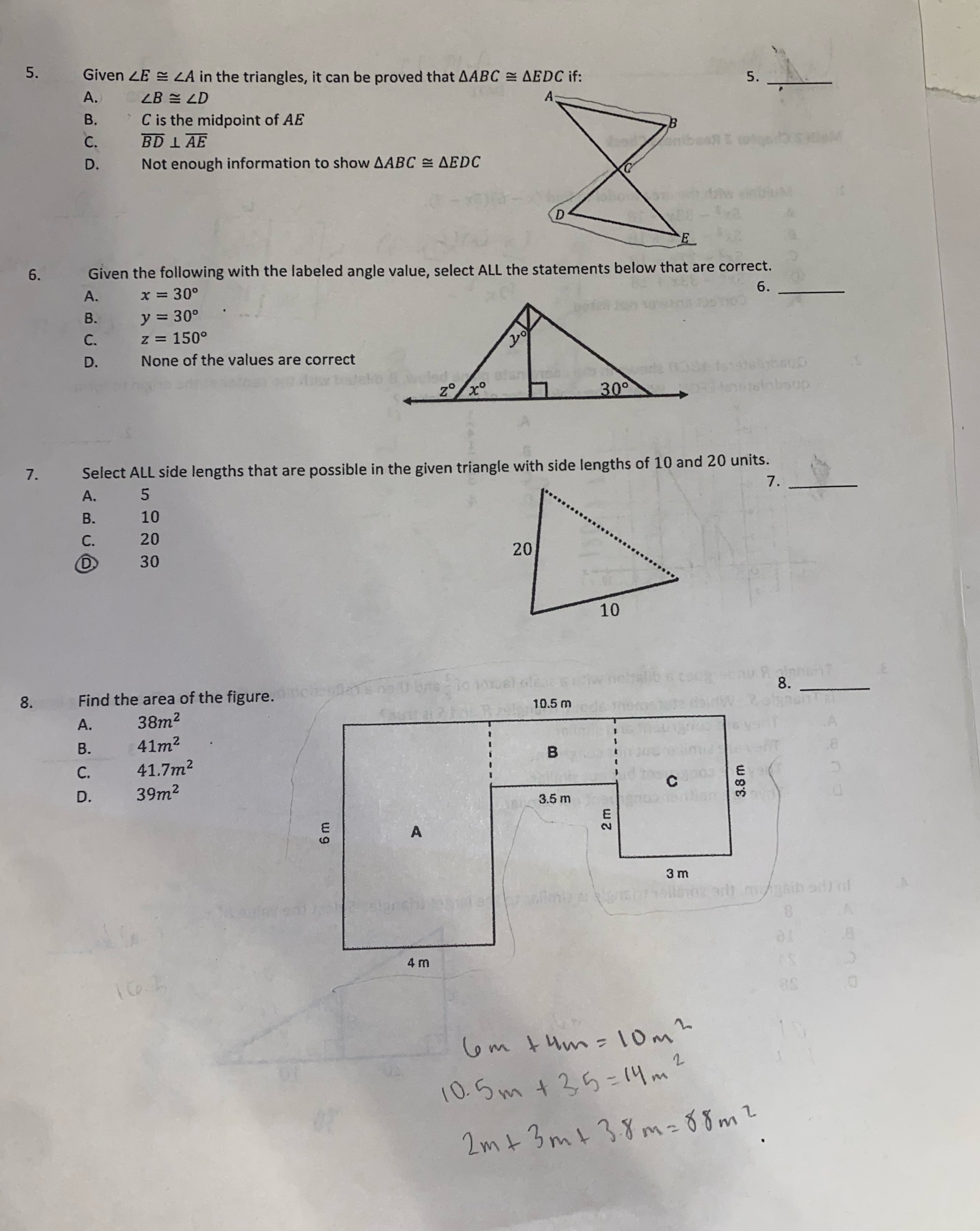 5. Given LE = LA in the triangles, it can be