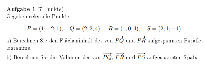 Task 1 (7 points) The points are given P = (1;