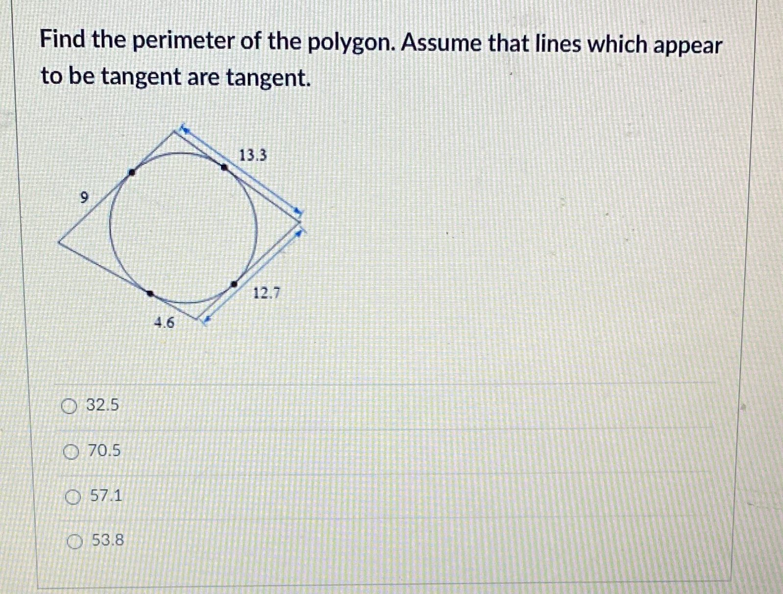 For this problem I need to find the perimeter of