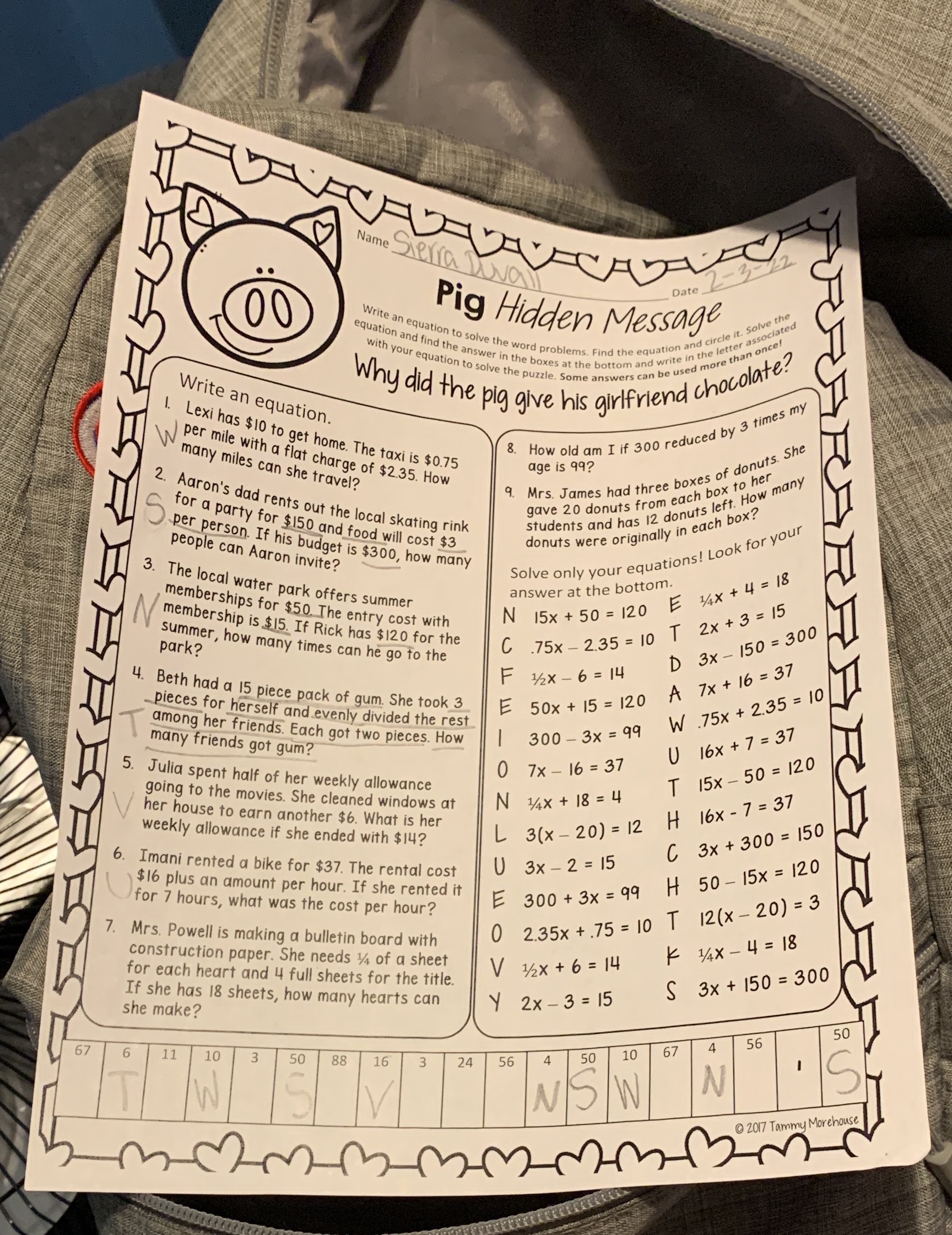 i need the word and the work on how you got the