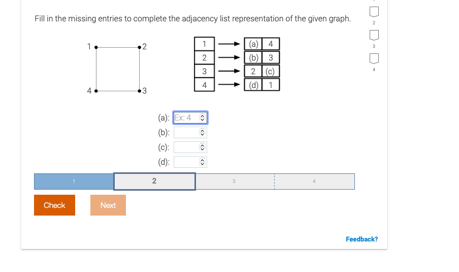 Fill in the missing entries to complete the
