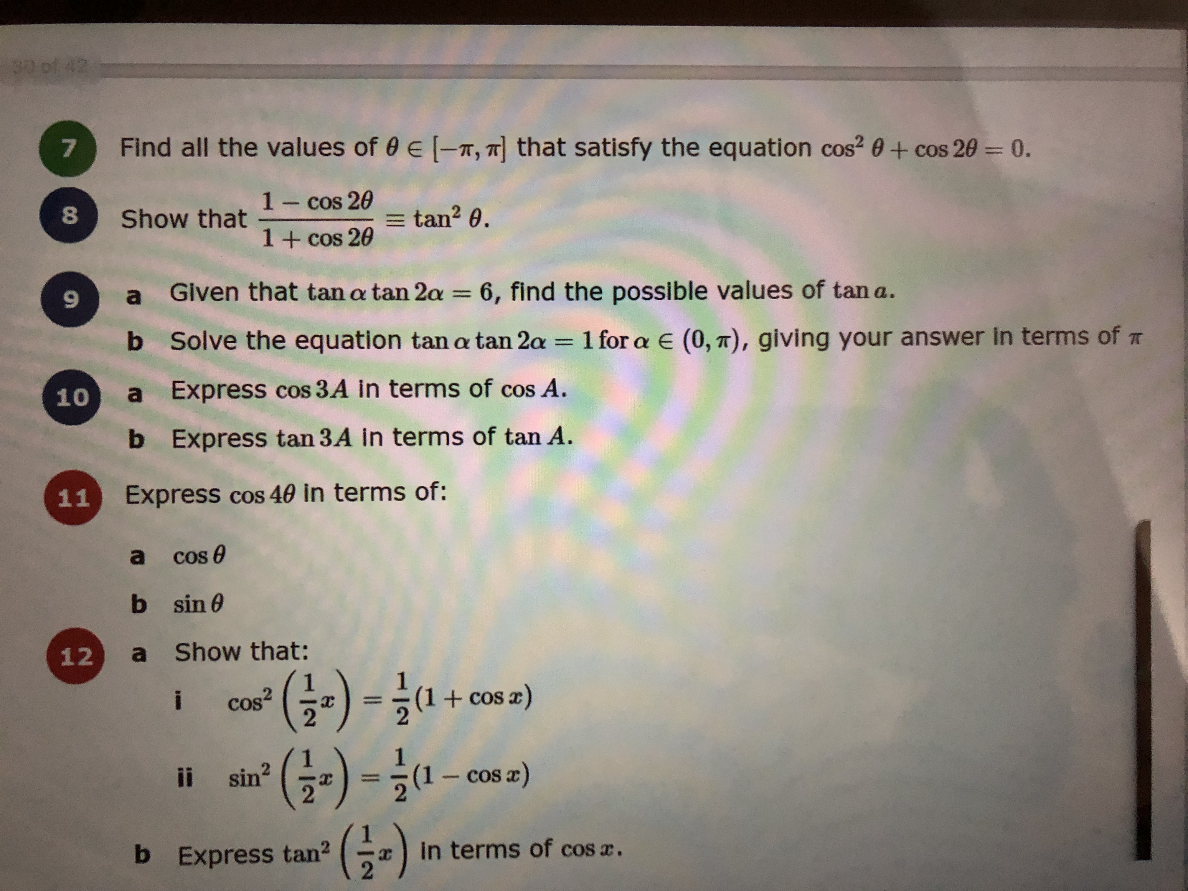 EXERCISE 8B 1 a i Given that cos = - 4 find the