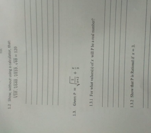 1.2 Show, without using a calculator, that: V10.