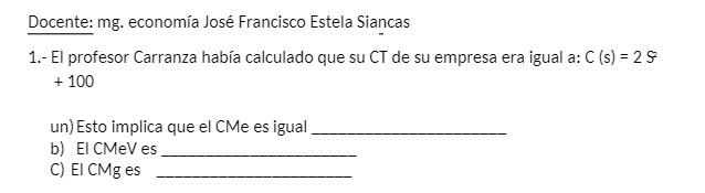 Docente: mg. economia Jose Francisco Estela