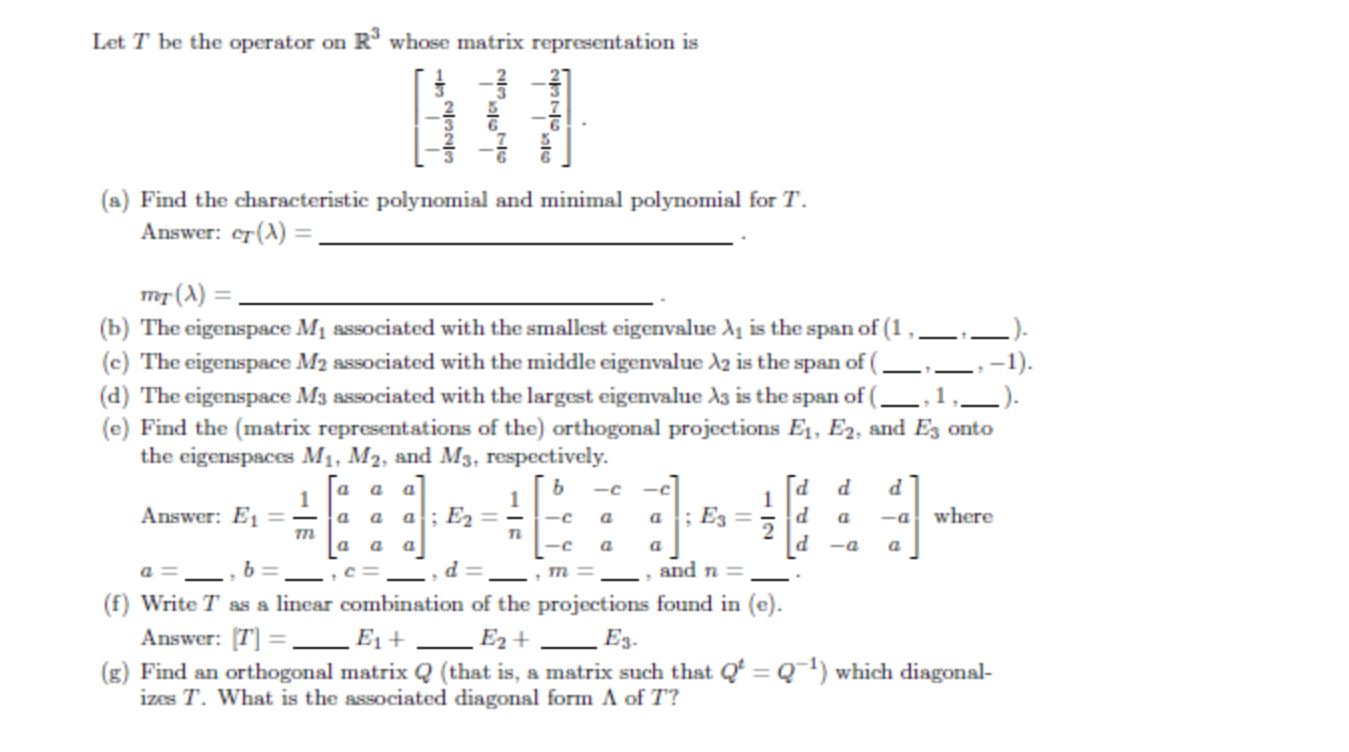 Let T' be the operator on Ro whose matrix