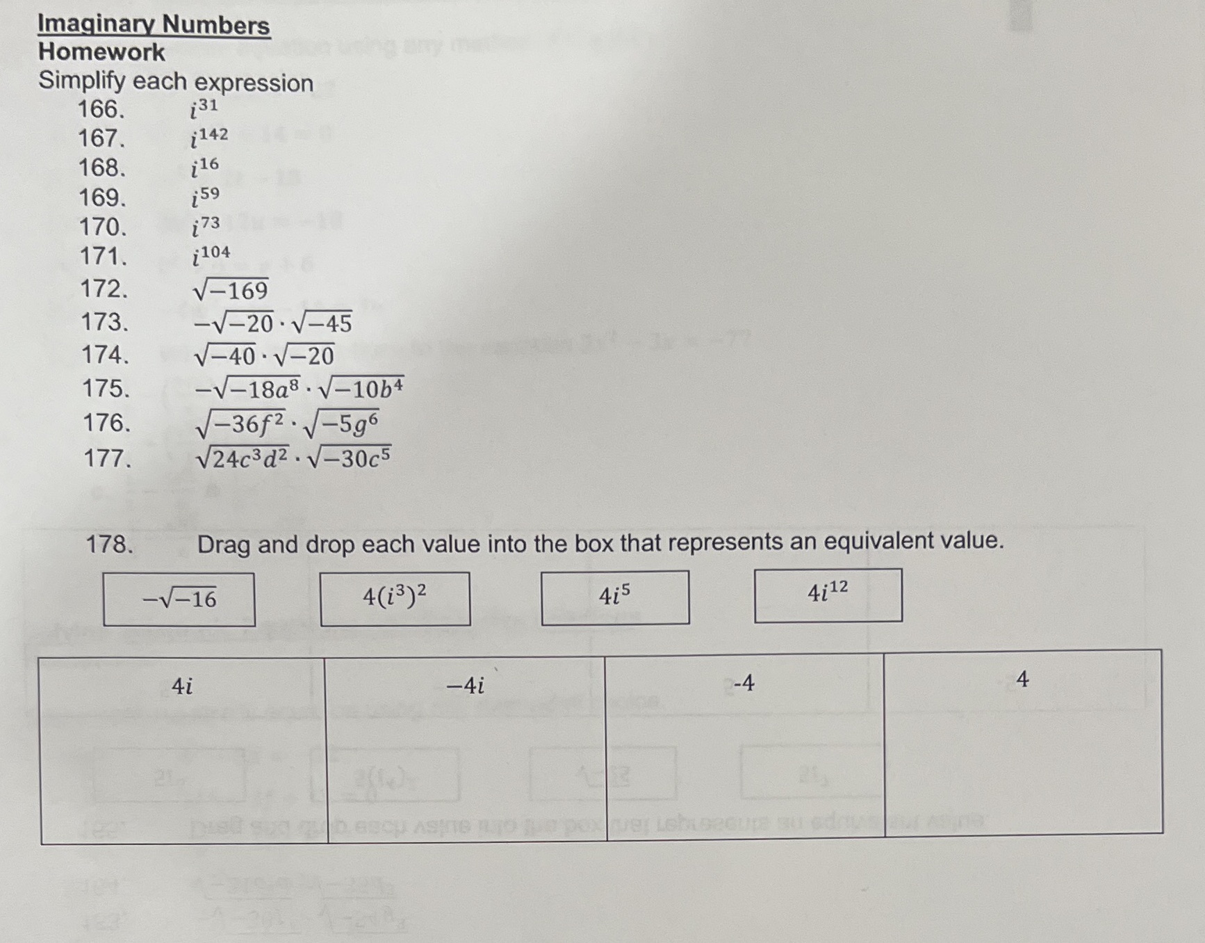 Need help Imaginary Numbers Homework Simplify