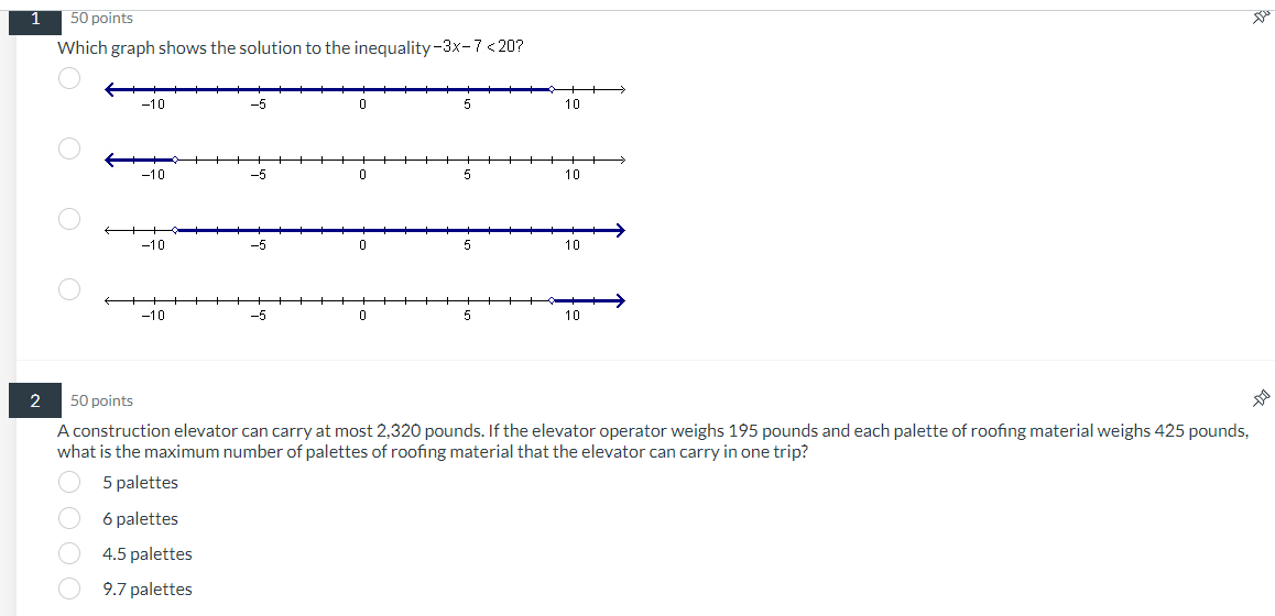 50 points Which graph shows the solution to the