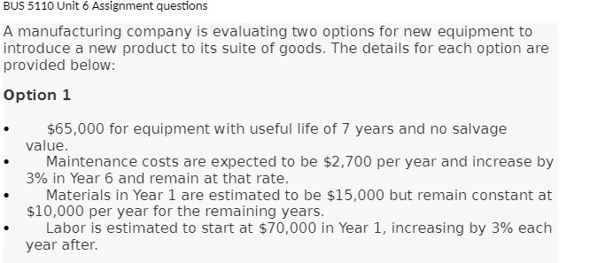 BUS 5110 Unit 6 Assignment questions A