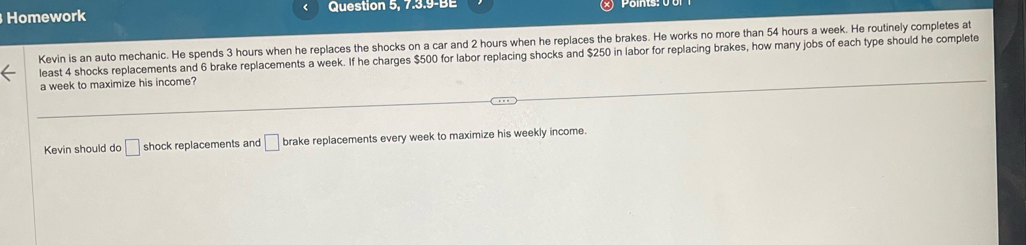 Homework Question 5, 7.3.9-BE (x Points: Kevin is