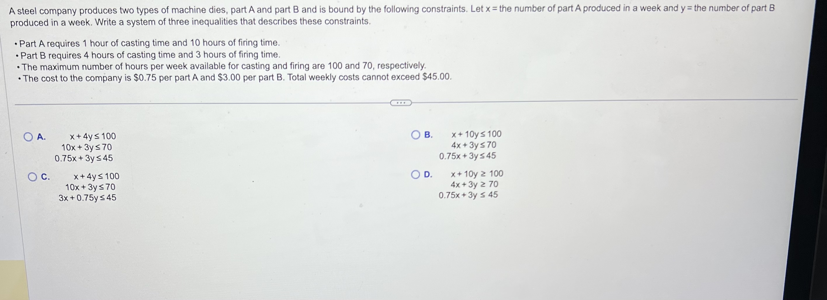 A steel company produces two types of machine
